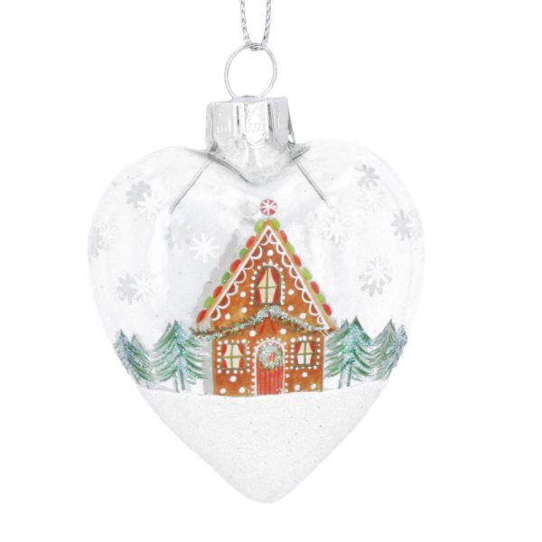 Clear Glass Heart With Gingerbread House